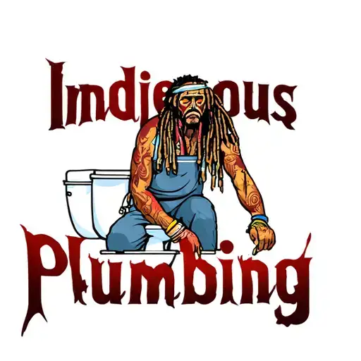 "Indigenous Plumbing " dreadlock painted face Native American plumber working on toilet tattoo design idea
