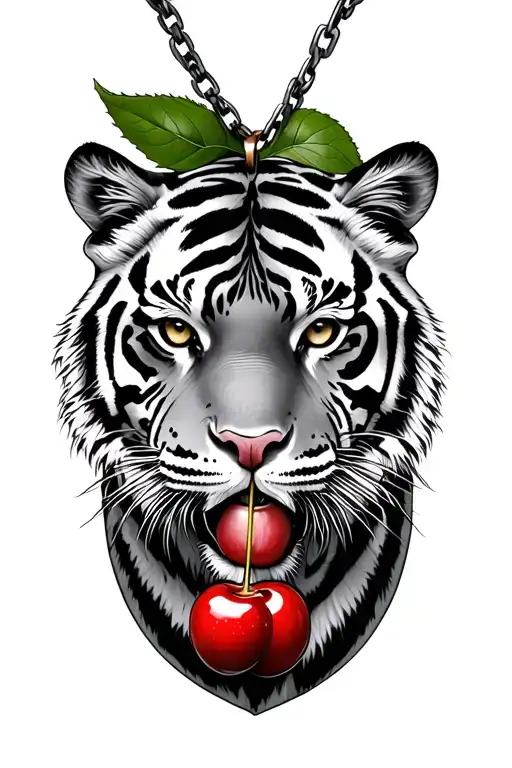 tiger emerging cherries 1993 locket tattoo design idea