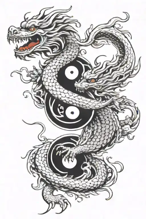 japanese dragon yin yang tattoo design idea