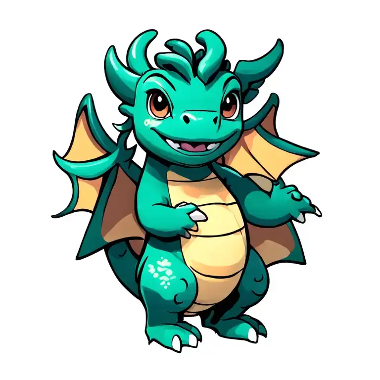 Bluey holding a green stuffed dragon animal tattoo design idea