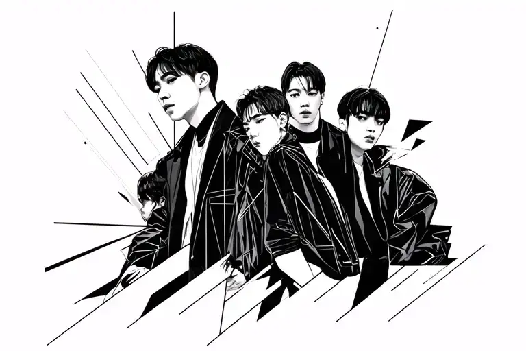 bts ateez kpop group tattoo design idea