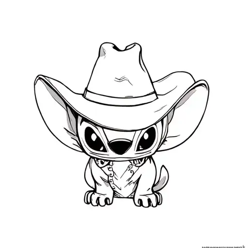 stitch wearing a cowboy hat tattoo design idea