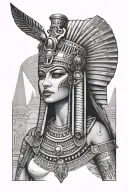 Egytian Cleopatra egyptian goddess with pharao headdress as a portrait tattoo design idea