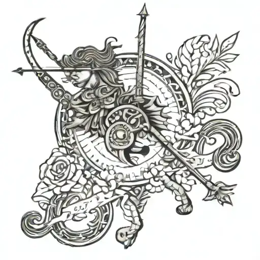 sagittarius, Number 2 and 17 tattoo design idea