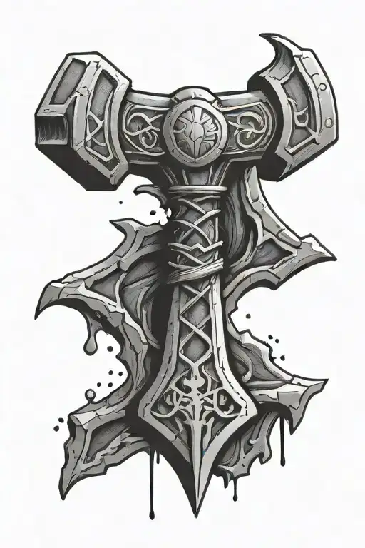 thor hammer tattoo design idea