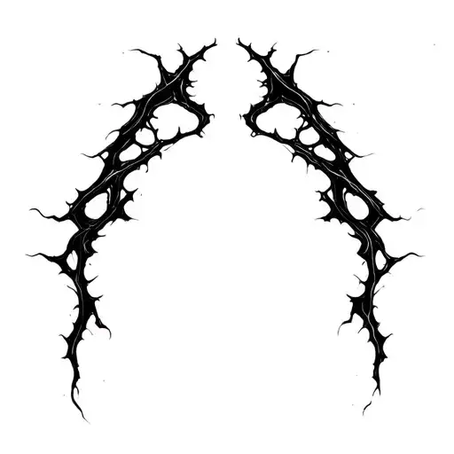 Sharp, abstract lines like tendons or energy cracks. Flowing, aggressive, irregular shape, no shading. tattoo design idea