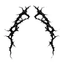 Sharp, abstract lines like tendons or energy cracks. Flowing, aggressive, irregular shape, no shading. tattoo design idea