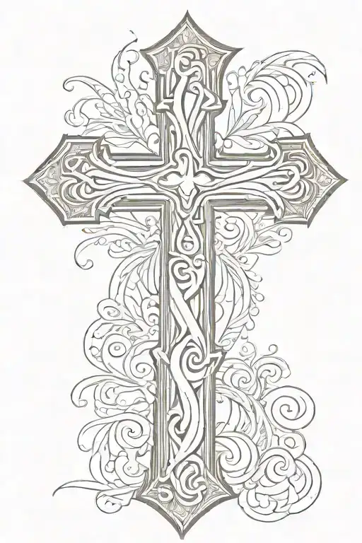 a wooden cross with grain patterns tattoo design idea