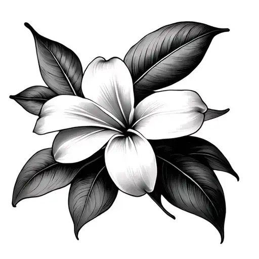Laos plumeria flower Buddha temple tattoo design idea