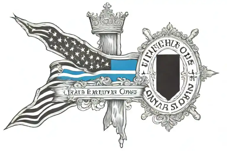 thin blue line with words the brave ones who strive tattoo design idea