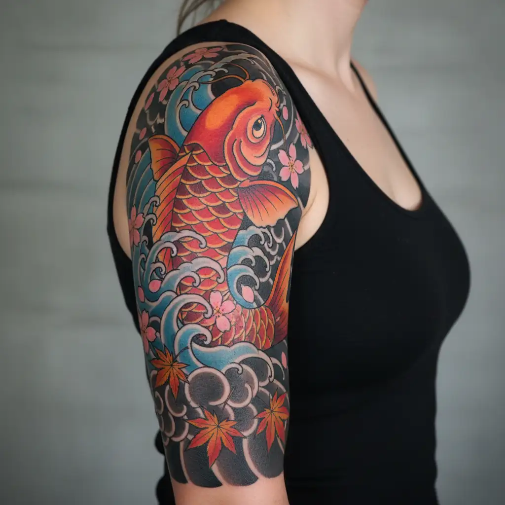 butterflies flying around a Frangipani tree tattoo design idea