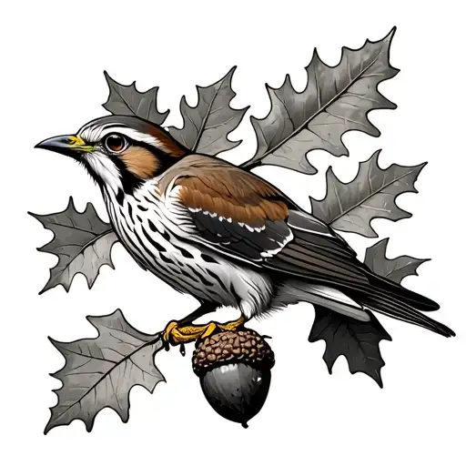 kestrel oak tree leaves acorn tattoo design idea