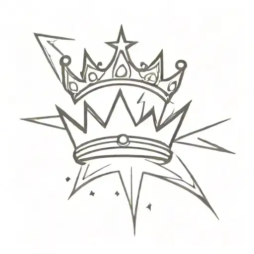 crown, fire, star tattoo design idea