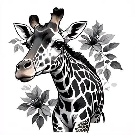 Alzheimer giraffe standing tattoo design idea