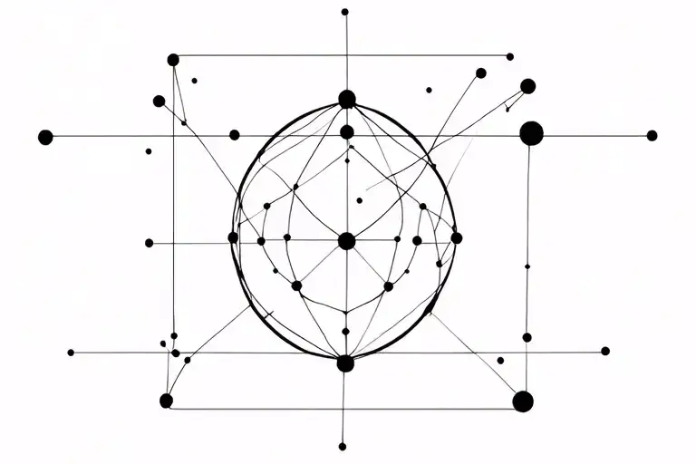 Quantum Rectanglement with electrons Nucleus tattoo design idea