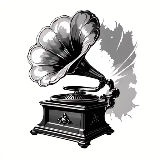 gramophone tattoo design idea