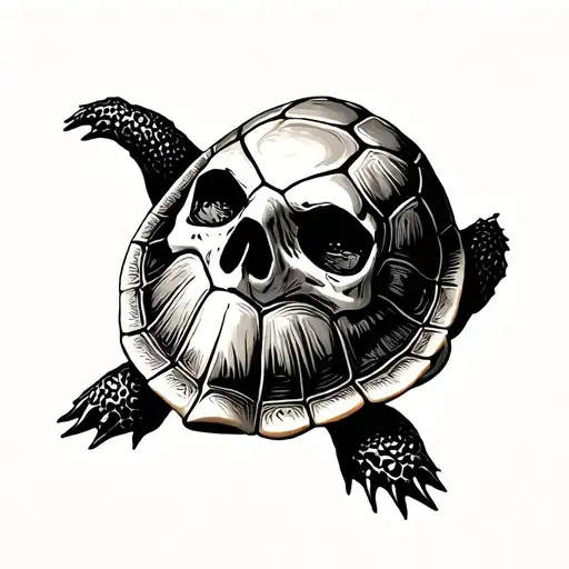 Simple Gothic tattoo of a turtle shell with the scutes arranged in the shape of a skull tattoo design idea