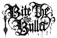 "Bite The Bullet" "Bite The Bullet" "Bite The Bullet" "Bite The Bullet" Dense black gothic script fused with abstract forms. Combineslanguage and symbolism tattoo design idea