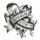 'shaken not stirred' and an epilepsy ribbon intertwined tattoo design idea