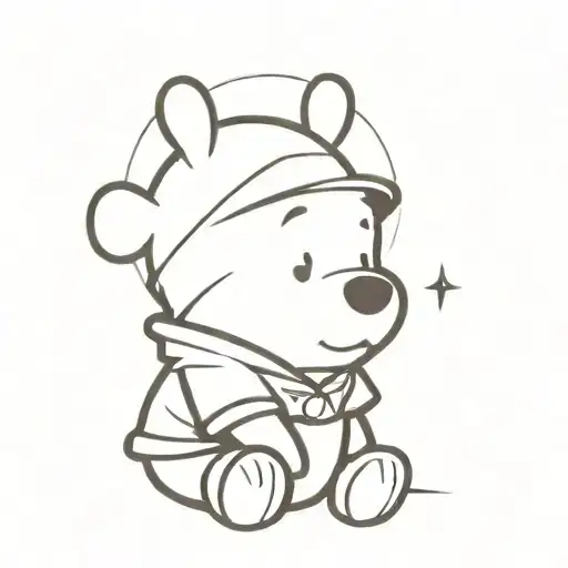 Winnie the pooh with a halo over his head  tattoo design idea
