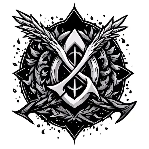 rune protection et chance always hustle tattoo design idea