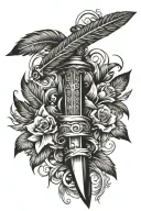 family helix names feather sword tattoo design idea