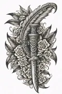 family helix names feather sword tattoo design idea