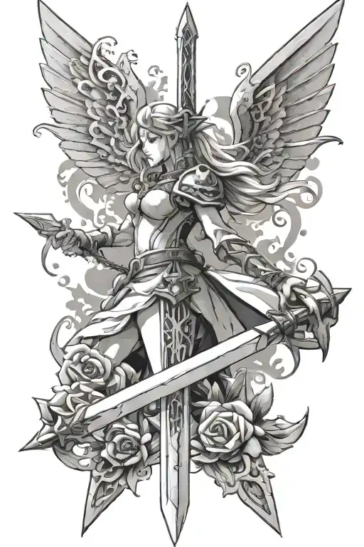  the legend of Zelda Great fairy Sword goddess white Scword und true Master Sword  tattoo design idea