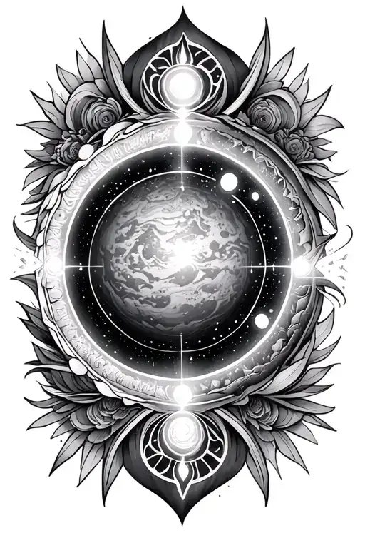 chakra and planet tattoo design idea