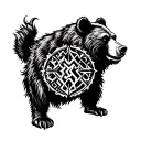 viking runes and bear tattoo design idea