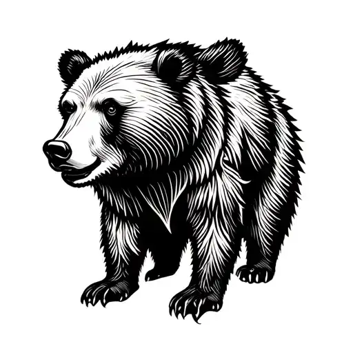 viking runes and bear tattoo design idea