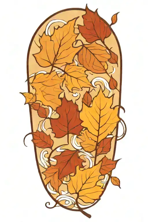 autumn leaves flowing in the wind tattoo design idea