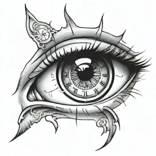 eye with clock inside for men tattoo design idea