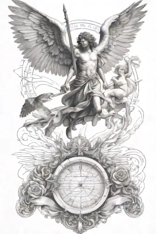 fallen angel and saint of the sea to earth tattoo design idea