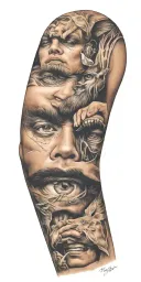 men paradoxes, between masculinité, strengh, domination, sauvage and feminity  tattoo design idea