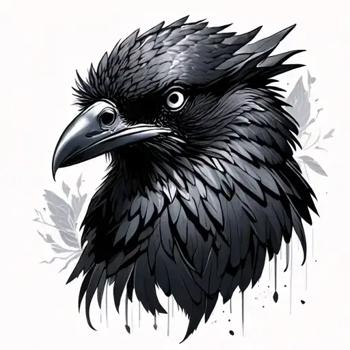 black raven for female tattoo design idea