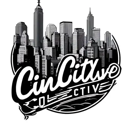CinCity Collective logo over cincinnati skyline tattoo design idea