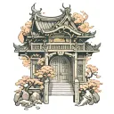japanese temple gate tattoo design idea