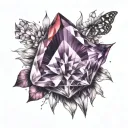 amethyst crystal red tattoo design idea