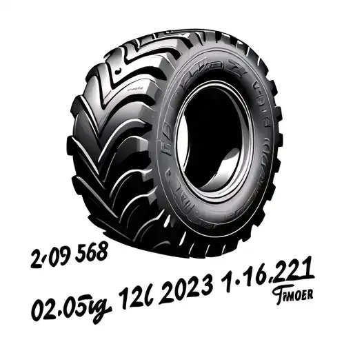 tractor tire with the dates 02/05/1958 and the date 12/16/2021 as the serial numbers with no other symblos tattoo design idea