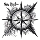 A compass rose with the quote 'Know Thyself' in a bold font tattoo design idea