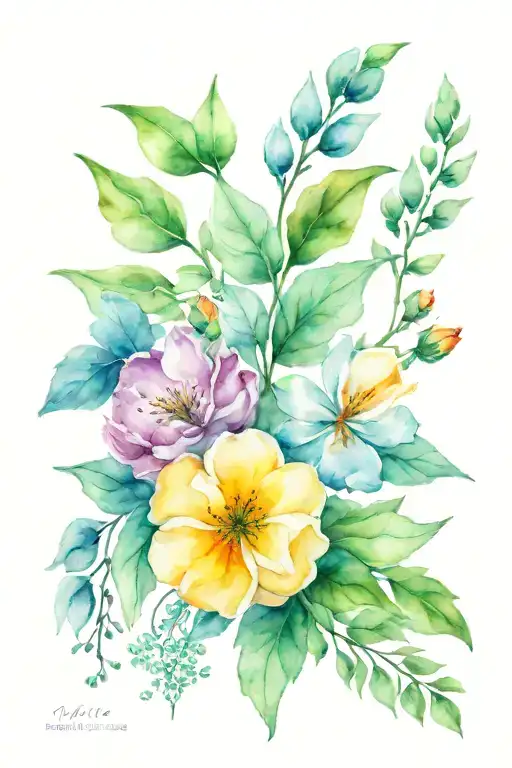 February, July, and November birth flowers tattoo design idea