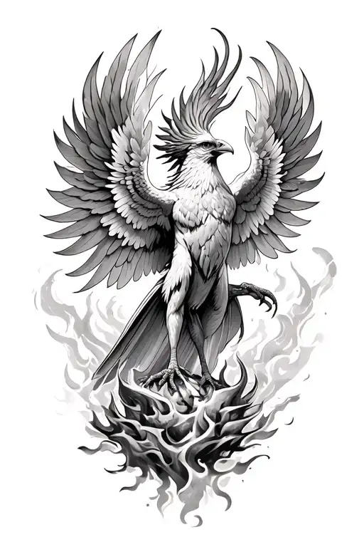 phoenix rising from the ashes tattoo design idea