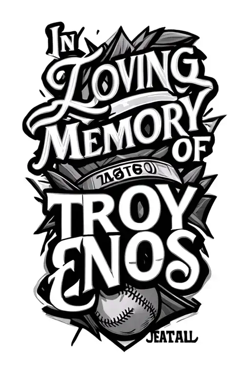 "In Loving Memory of Troy Enos" Baseball tattoo design idea