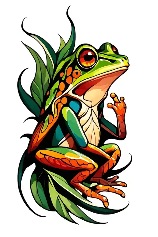 Ayahuasca vine entwined, kambo frog tattoo design idea