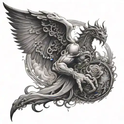 The edge of hell and the heaven tattoo design idea