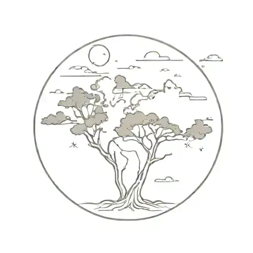 world traveler tree tattoo design idea