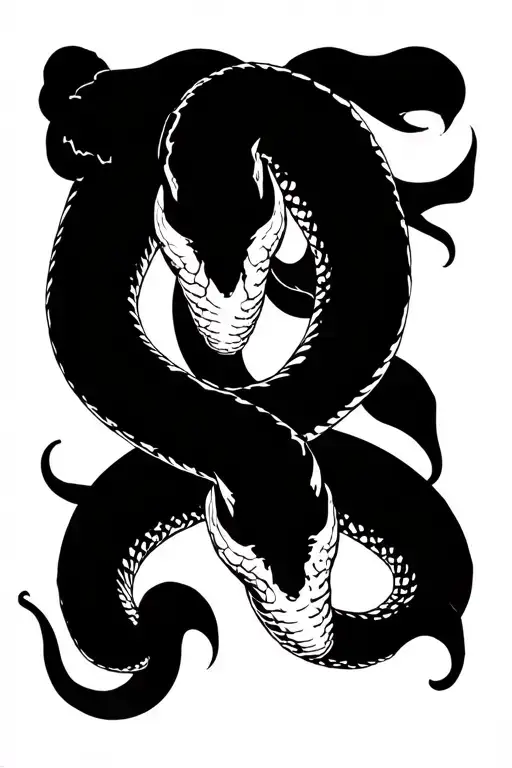 double headed snake slithering evil  tattoo design idea