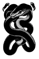 double headed snake slithering evil  tattoo design idea