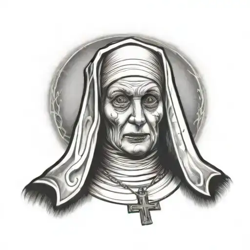 nun horny tattoo design idea